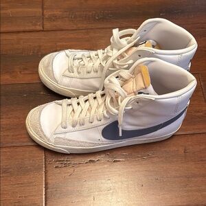 White and Gray High-Top Sneakers